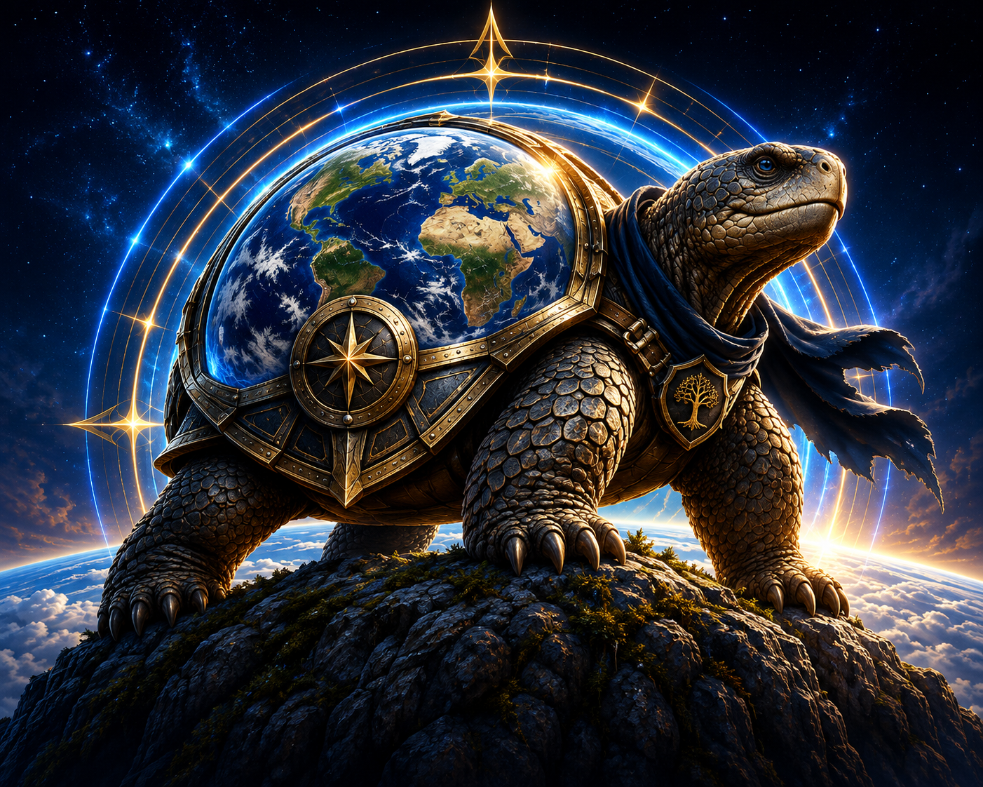 Origin Tortoise with the Earth represented in its protective shell